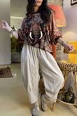 Lomi Mandala Stretch Velour Sweatshirt Rust